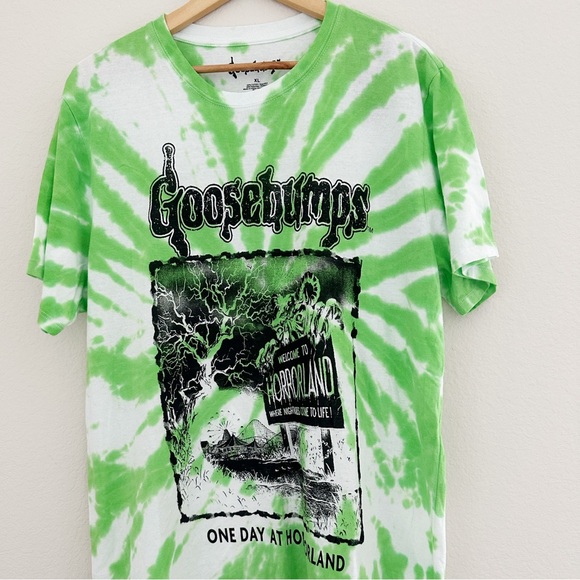 NEW Goosebumps Welcome to Horror Land Green Tie Dye Tee - Picture 4 of 6
